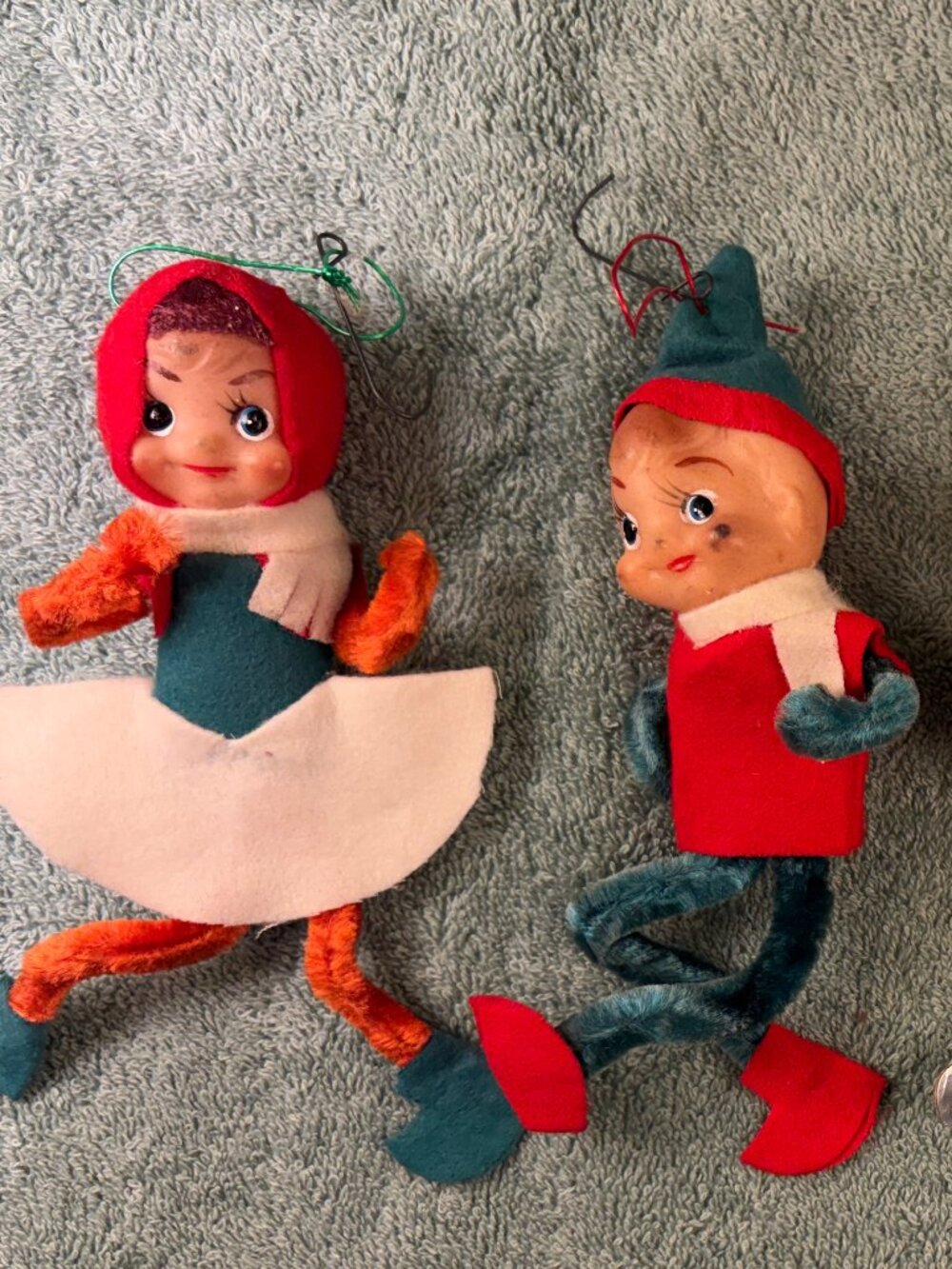 Vintage 1950s Japan Novelty Co Christmas Elf Santa Ice Skater Ornaments Lot 5